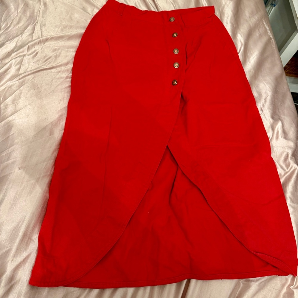 Vintage Squeeze Vibrant Red Asymmetrical Skirt